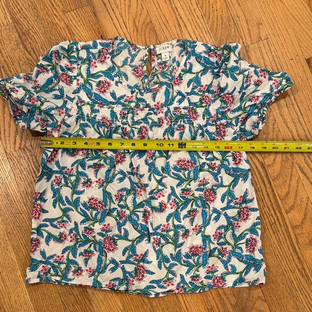 J. Crew Floral Print Blouse in Blue and Pink - Picture 7 of 10